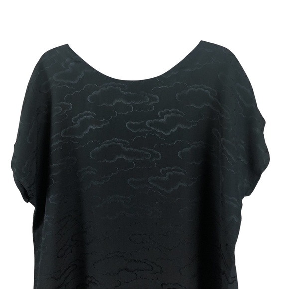SHIRT - Women's H Look Black Silk Blouse With Subtle Cloud Pattern. Size Large. - Picture 4 of 13